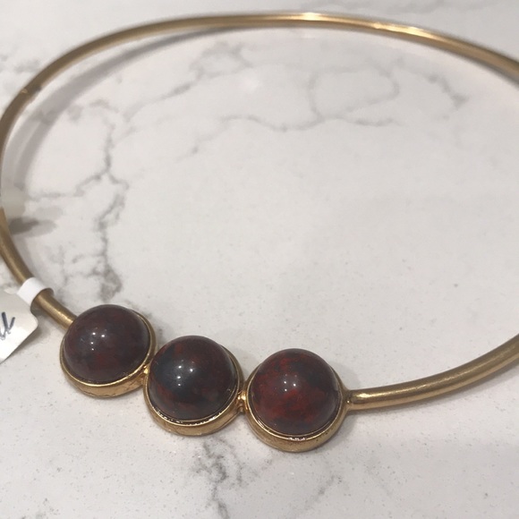 Madewell gold choker with burgundy red stones - Picture 2 of 6